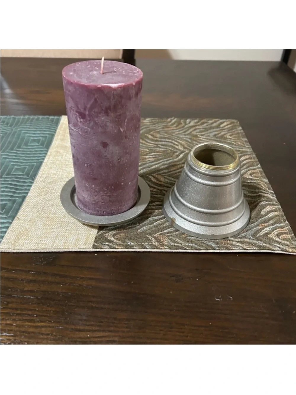 Pottery Barn Vintage 90’s Lavender Candle on Silver metal Holder home decor